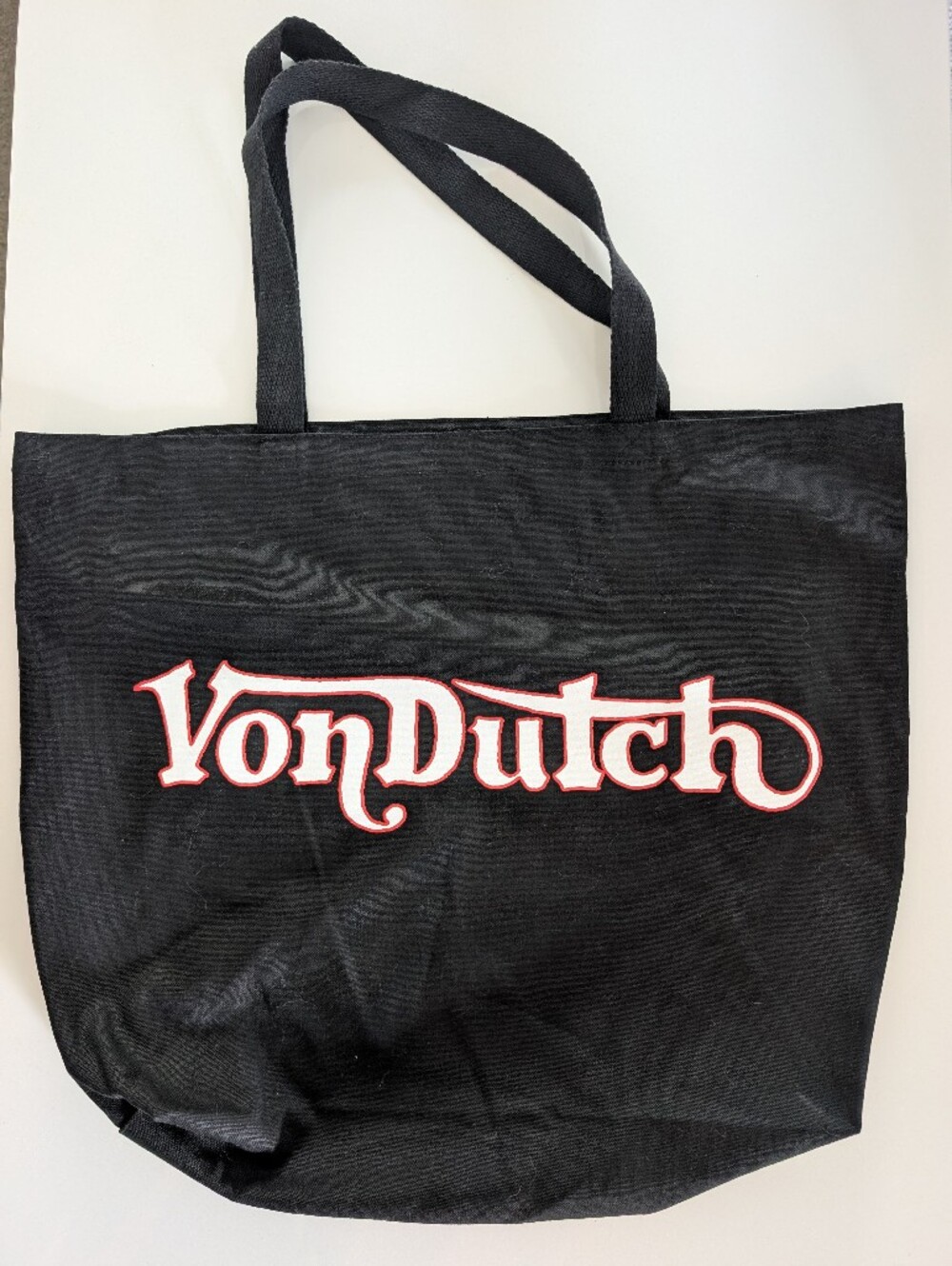 Yondutch Black Tote Bag with White and Red Logo